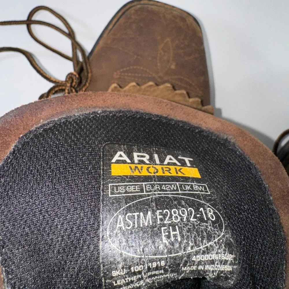 Ariat Cascade 8 Inch Work Boots Mens 9 EE Brown Leather EH Rated 10011916